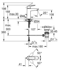 Grohe BauEdge Lavabo Bataryası M-Boyut - 23758000
