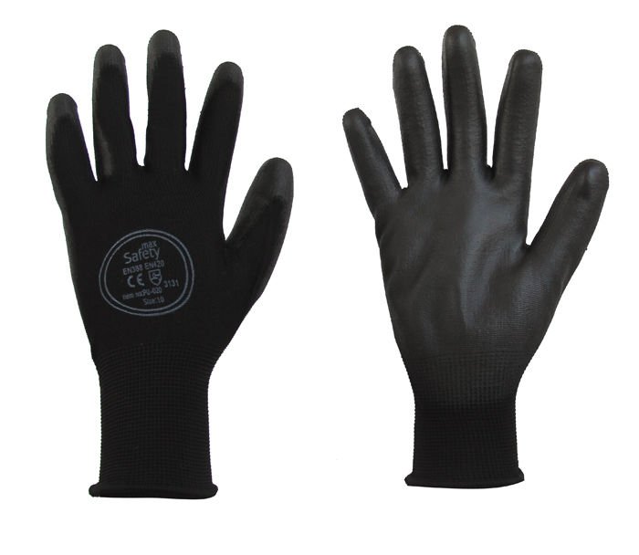 MAXSAFETY PU-020 POLYURETHANE COATING GLOVES (BLACK)