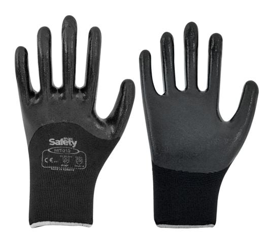 MAXSAFETY NIT-210 3/4 NITRILE COATED GLOVES (BLACK)