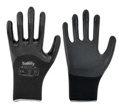 MAXSAFETY NIT-210 3/4 NITRILE COATED GLOVES (BLACK)